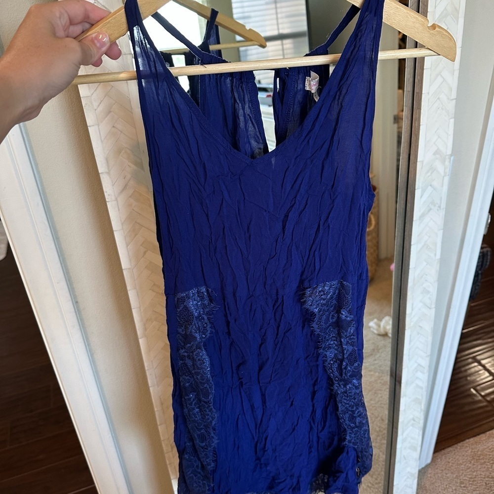 Free People Elegant Blue‎ Lace Mini Dress